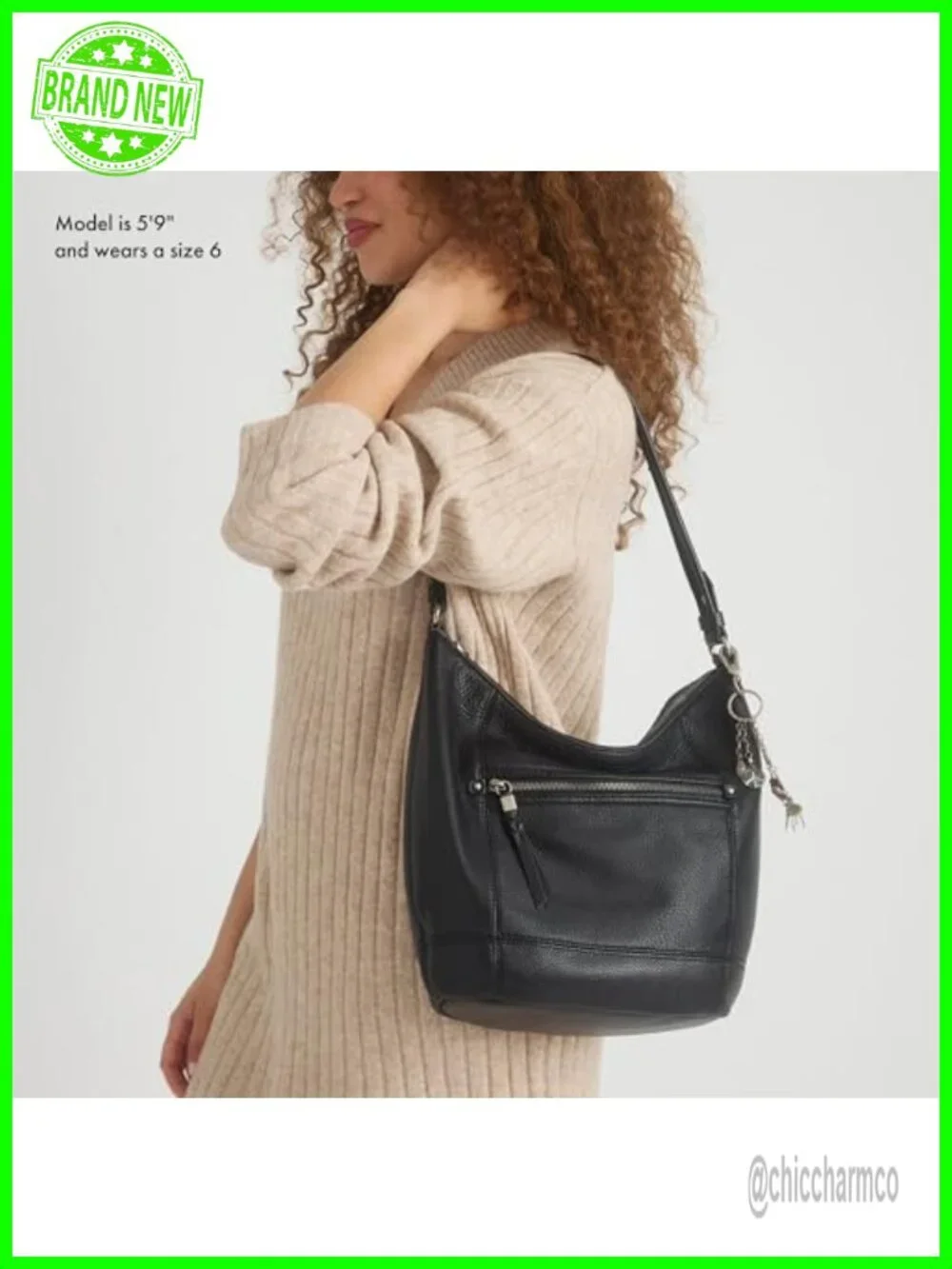 Leather Hobo Bag Large Slouchy Shoulder Purse Zip Pocket